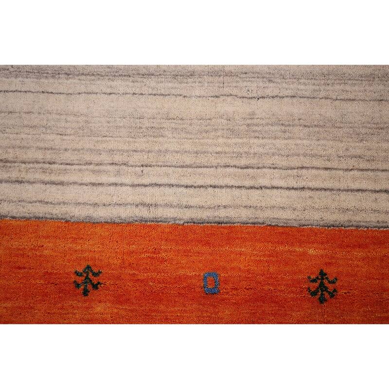 Striped Gabbeh Indian Area Rug Hand-Knotted Tribal Wool Carpet - 8'5"x 9'9"