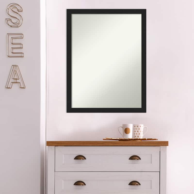 Non-Beveled Wall Mirror - Grace Brushed Metallic Black Narrow Frame