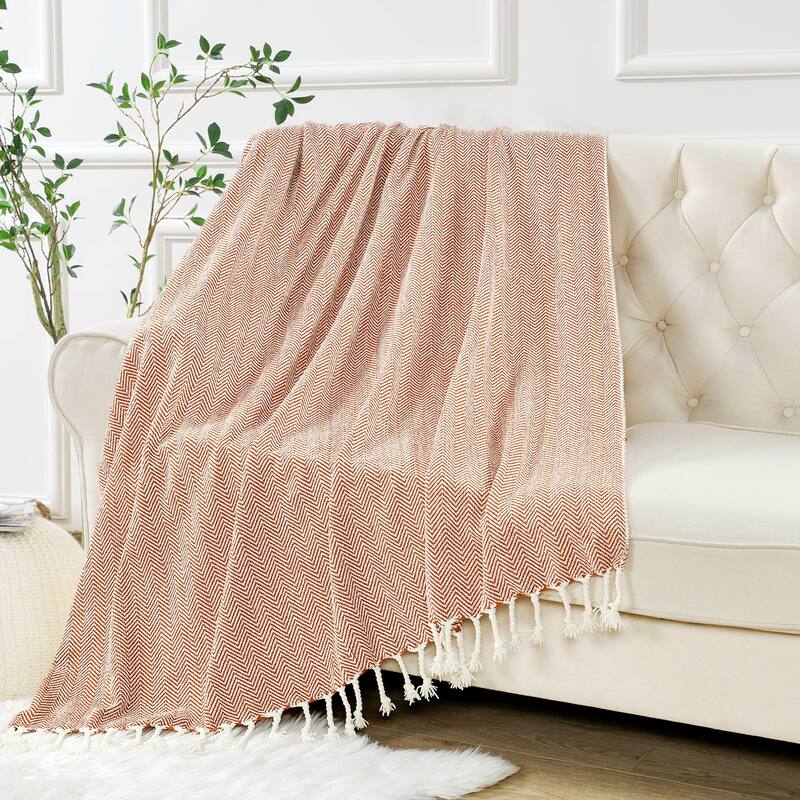 Extra Cozy Chevron Knit Throw Super Soft Knitted Blanket for Couch