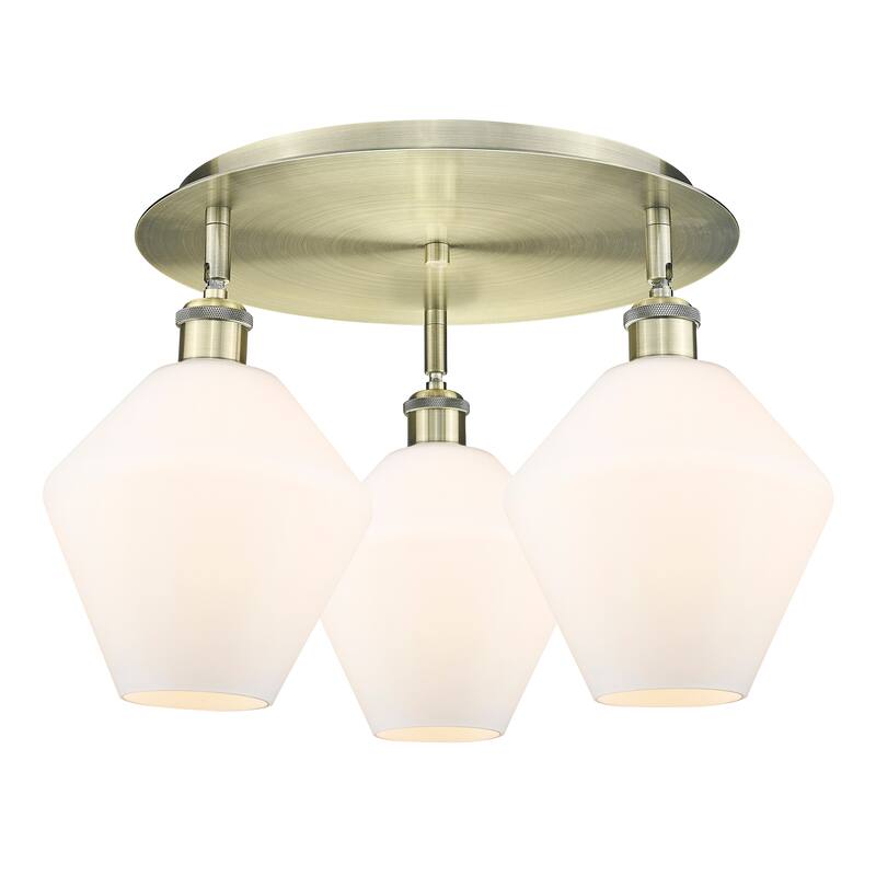 Innovations Lighting Cindyrella - 3 Light 20" Flush Mount - Antique Brass/Cased Matte White
