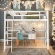 preview thumbnail 1 of 7, Modern Twin Size Study Loft Bed With Ladder and Solid Wood For Bedroom,Dorm,Kids White