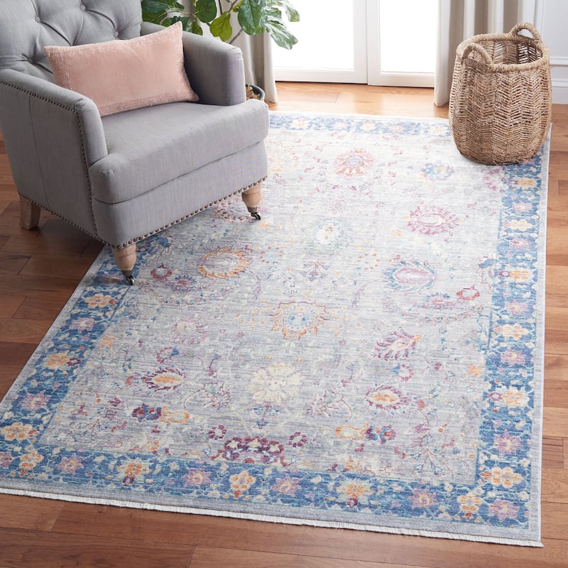 SAFAVIEH Illusion Kari Vintage Boho Oriental Viscose Rug with - 6' x 9' - Light Grey/Purple