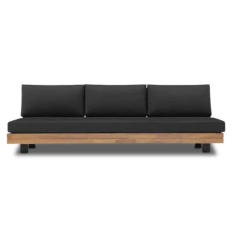 Poly & Bark Celenza 91" 3-Seat Outdoor/Patio Sofa Bench - Grey/Dark Teak