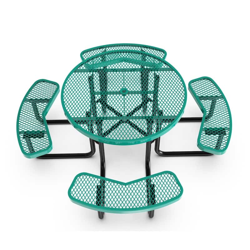 Commercial Grade Expanded Mesh Metal Outdoor Picnic Table - 82.5"D x 82.5"W x 29"H