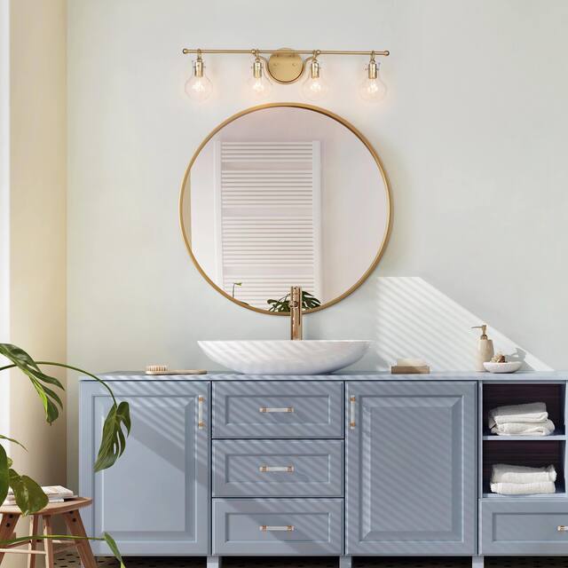 Carson Carrington Modern Unique Gold Bathroom Vanity Lights Linear Glass Wall Sconces