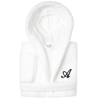 Sweet Kids 100% Polyester SUPER PLUSH Double Brushed Hooded Bathrobe with Black Script Monogram
