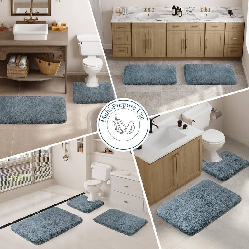 Bathroom Rug Non Slip Bath Mat for Bathroom, Water Absorbent Soft Microfiber Shaggy Bathroom Mat Machine Washable Bath Rug