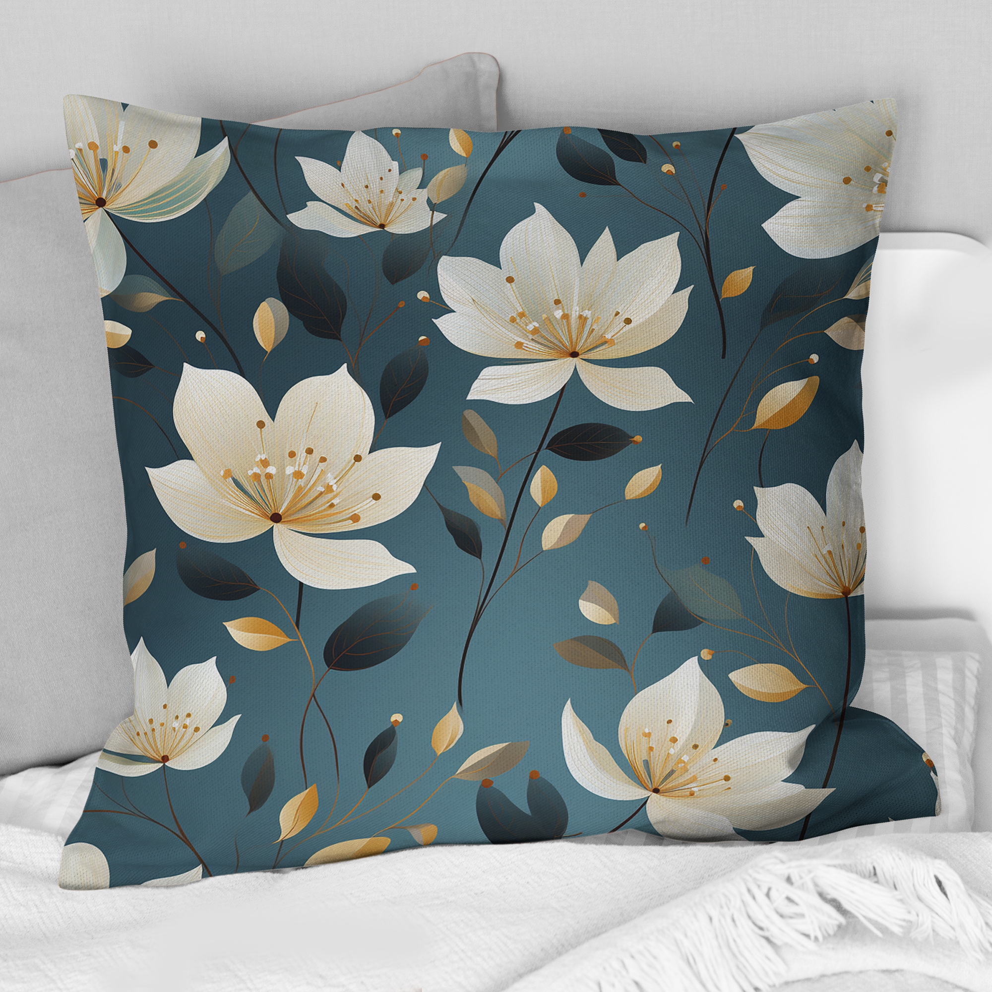 Design Art Elegant Floral Pattern Floral Printed Throw Pillow