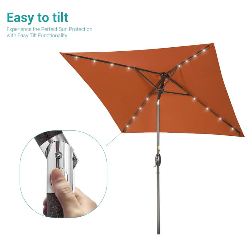 BONOSUKI 6.5x6.5Ft LED Patio Market Umbrella Weather-Resistant Frame