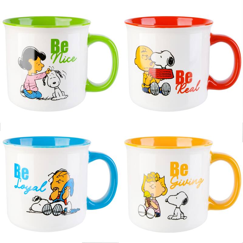 Peanuts Be Happy 4 Pack 21 OZ Mugs