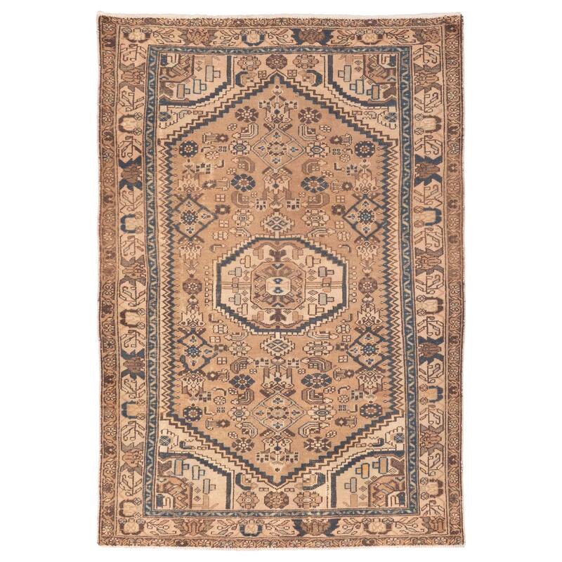 ECARPETGALLERY Hand-knotted Antalya Vintage Brown Wool Rug - 4'4 x 6'5