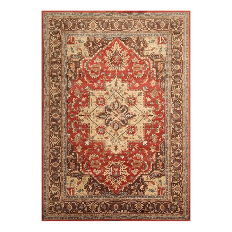 9x12 Hand Tufted Hand Made 100% Wool Heriz Traditional Oriental Area Rug Burnt Orange, Tan Color - 8' 4'' x 11' 4''