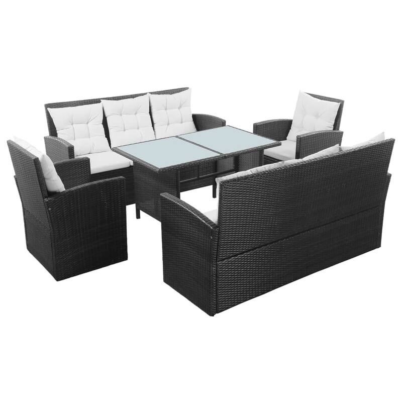 vidaXL Patio Furniture Set Conversation Set Sectional Sofa with Table Rattan - 47.2" x 27.6" x 26"