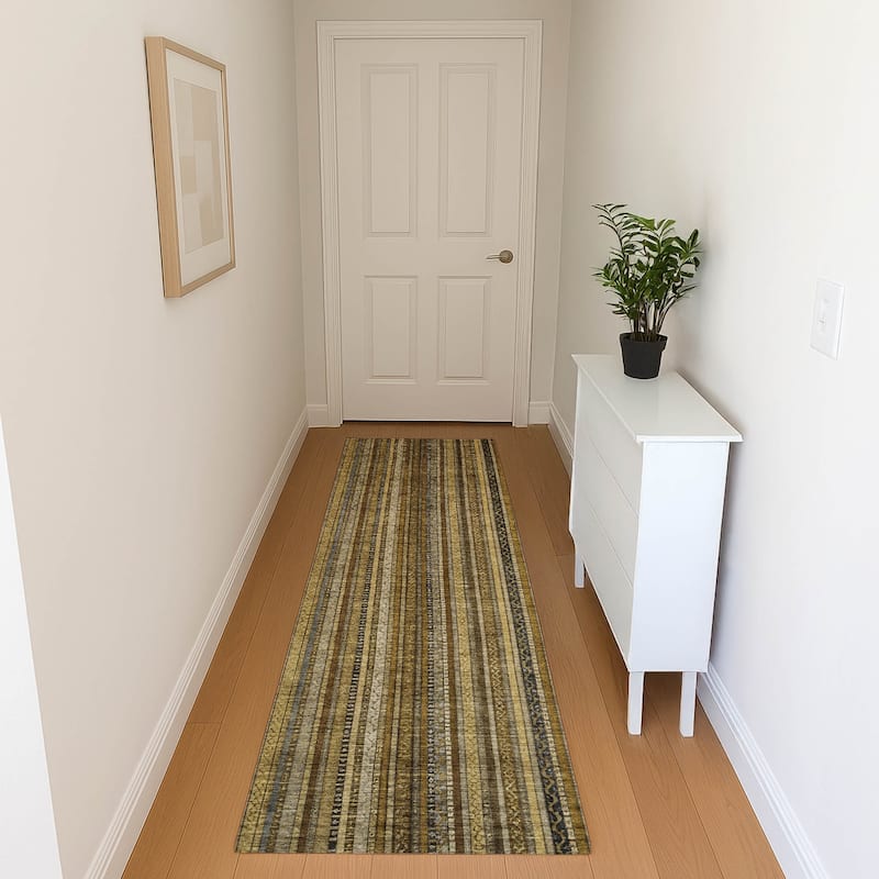Premium Washable Super Soft Striped Mayfield Rug - Brown - 2'3" x 7'6"