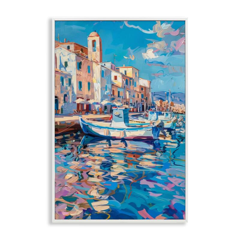 Stupell Coastal City Harbor Framed Giclee Art Design By LSR Design Studio - 16 x 24 - White