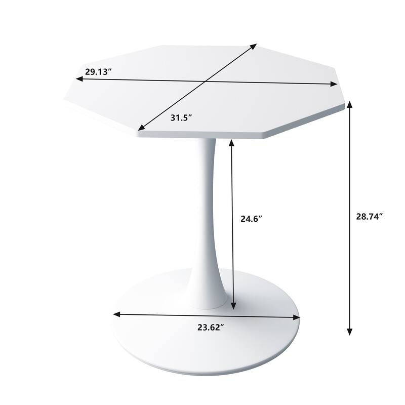 31.50" Modern Octagonal Coffee Table with Metal Base