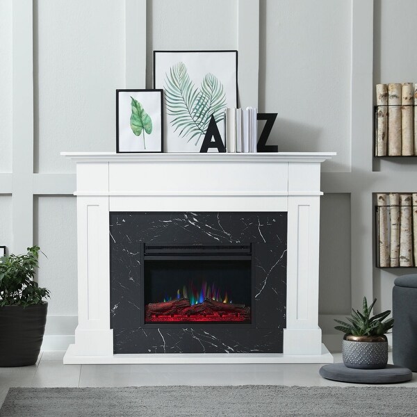 Cambridge Sofia 53-in. Electric Fireplace Mantel in White with