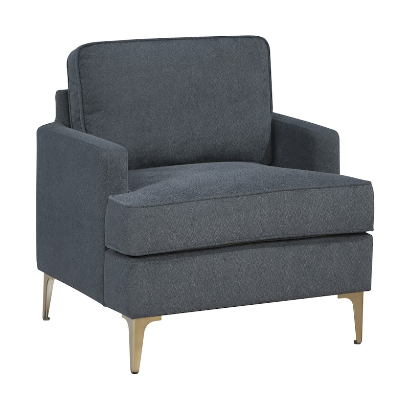 Grove 28.5" Chenille Accent Chair - Brushed Gold Finish Metal Legs - Dark Gray