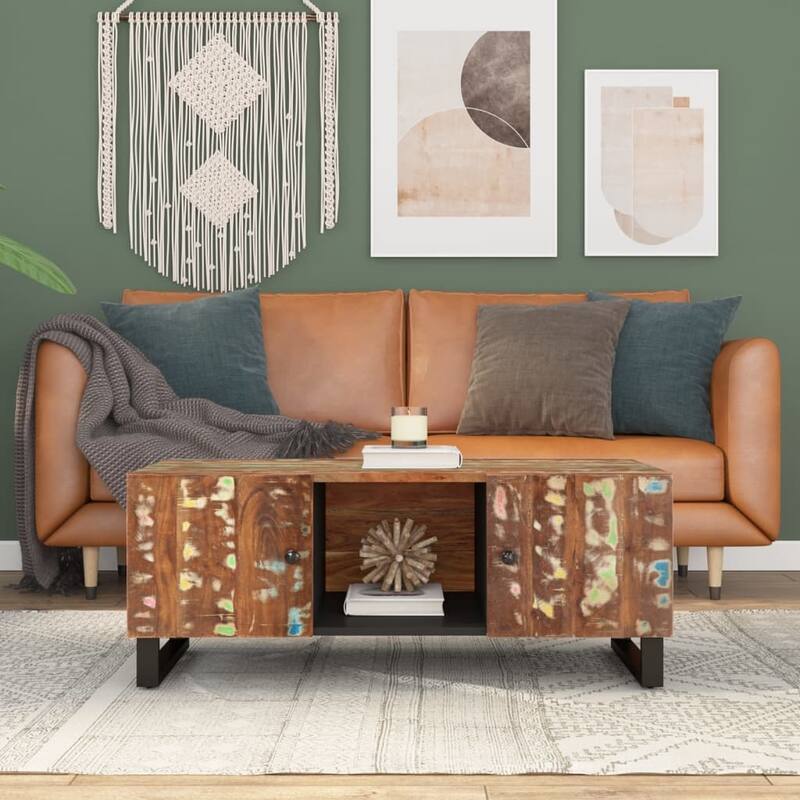vidaXL Coffee Table Mixed Colors Solid reclaimed wood - 21.3 x 39.4 x 15.7 in