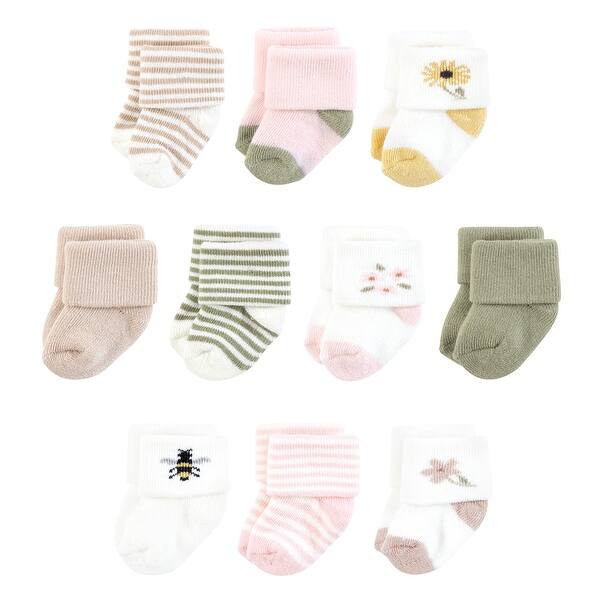 slide 1 of 1, Touched by Nature Infant Girl Organic Cotton Socks, Soft Wildflower Soft Wildflower - 0-6 Months