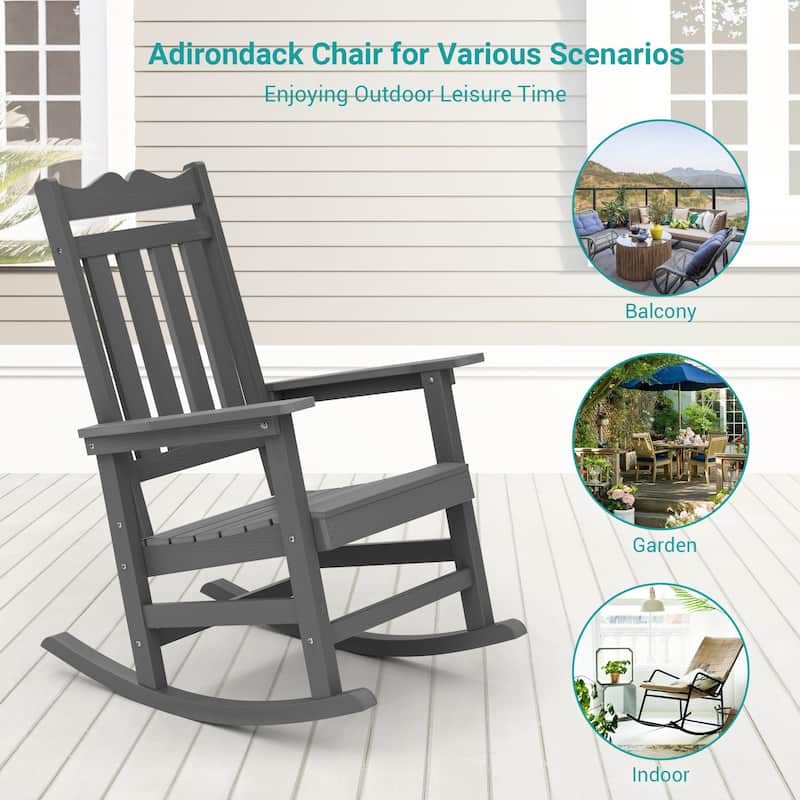 BONOSUKI Patio Adirondack Rocking Chair,Fire Pit Chair Weather Resistant