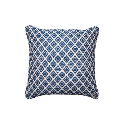 18" x 18" Bianca Navy Geometric Woven Square Throw Pillow