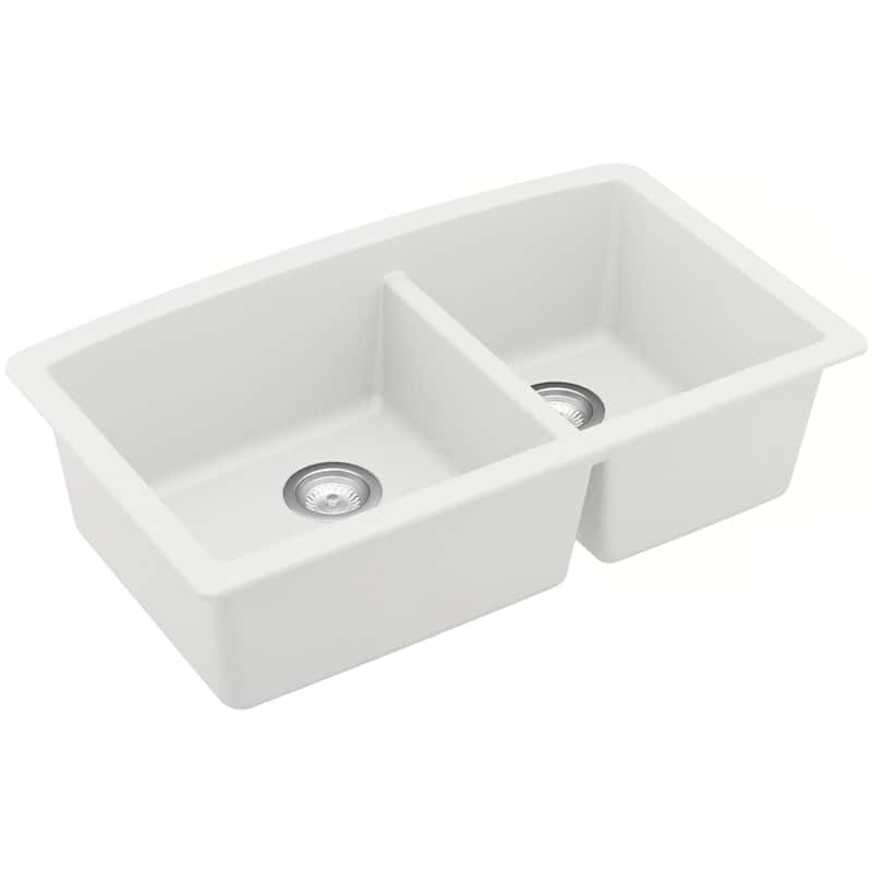 Karran USA QU-711 Quartz QU 32" Undermount Double Basin Quartz - White