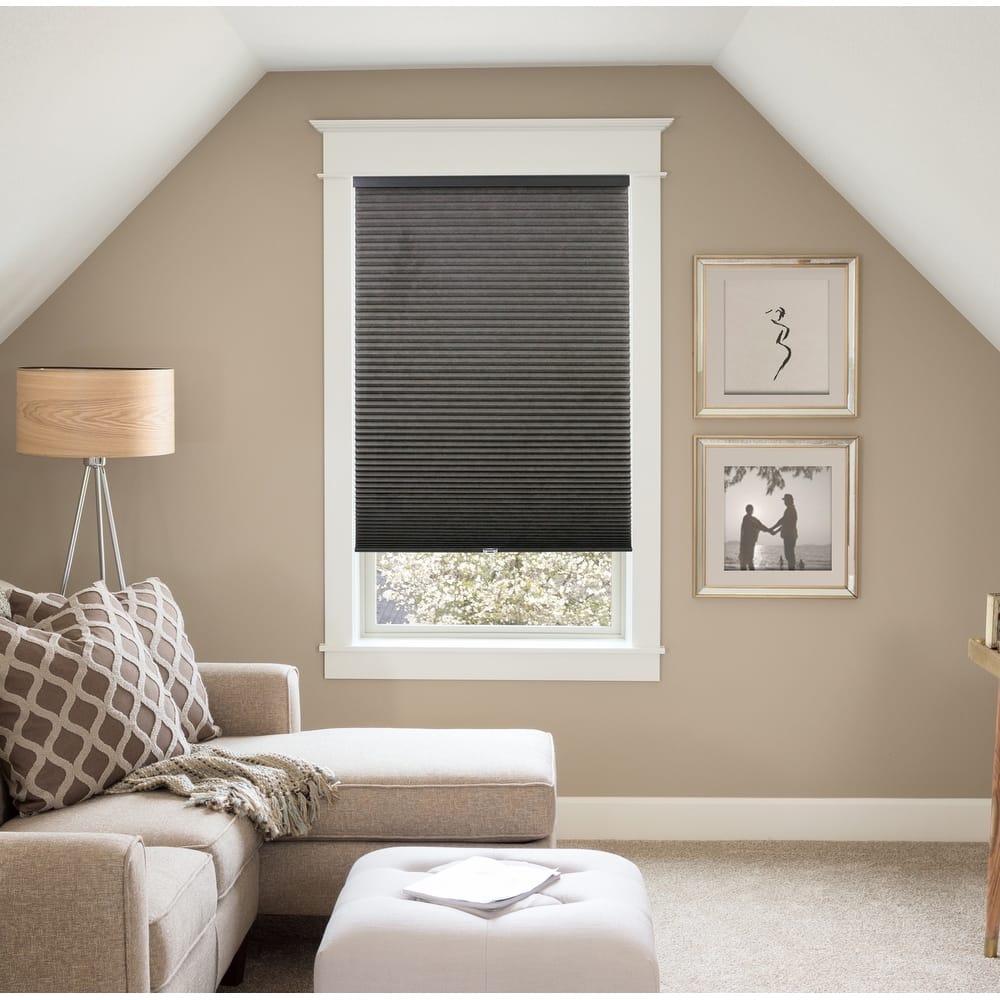 BlindsAvenue Custom 3/4" Pleat, Cordless Cellular Shades, Color Ebony, Light Filtering Fabric
