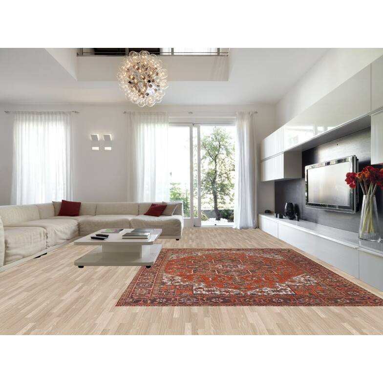 Hand Knotted Oriental 100% Wool Carpet Traditional Medallion Red Heriz Area Rug - 12' 8'' X 9' 9''