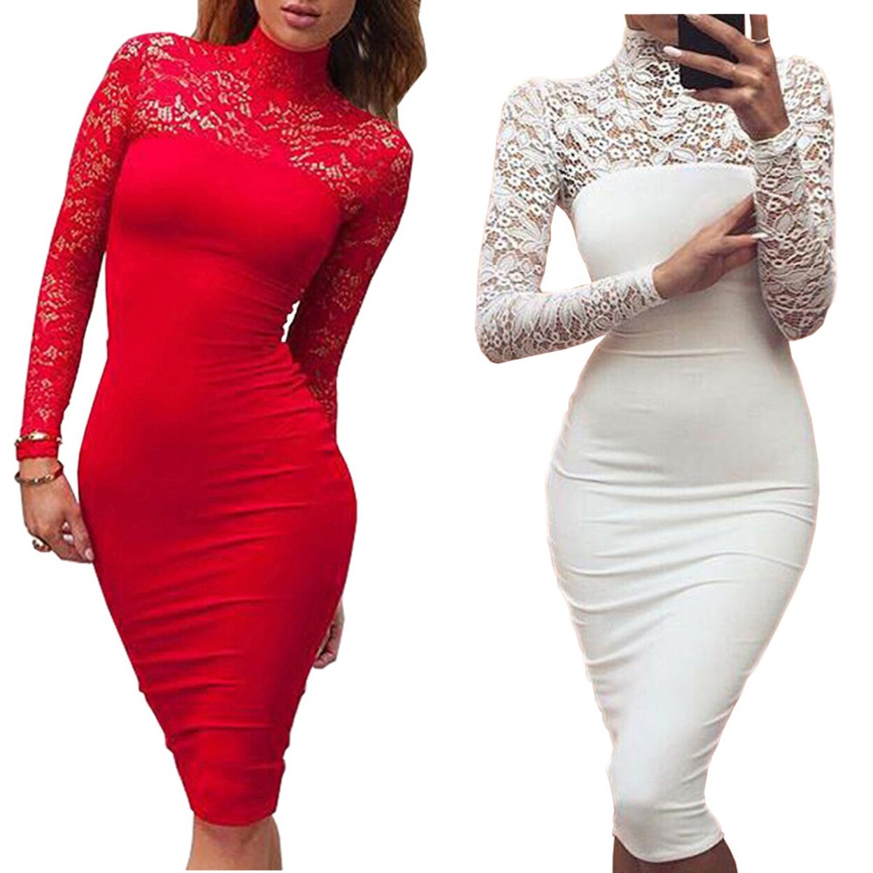 red and black midi dress