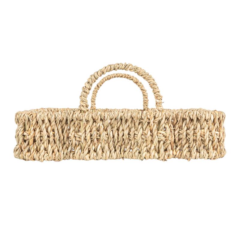 Handwoven Tray with Scalloped Edge and Handles
