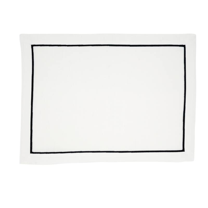 Embroidered Line Design Placemat (Set of 4) - 14"x20" - Black