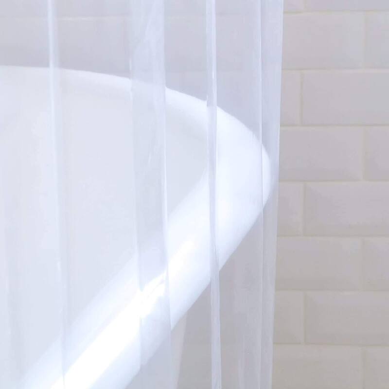No Hook Waffle Shower Curtain, 71x74, White, Snap-in Liner, Mesh Top