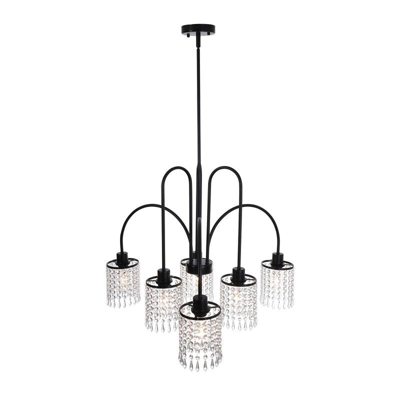 6/8-Light Modern Black Linear Sputnik Crystal Chandelier for Dining Room