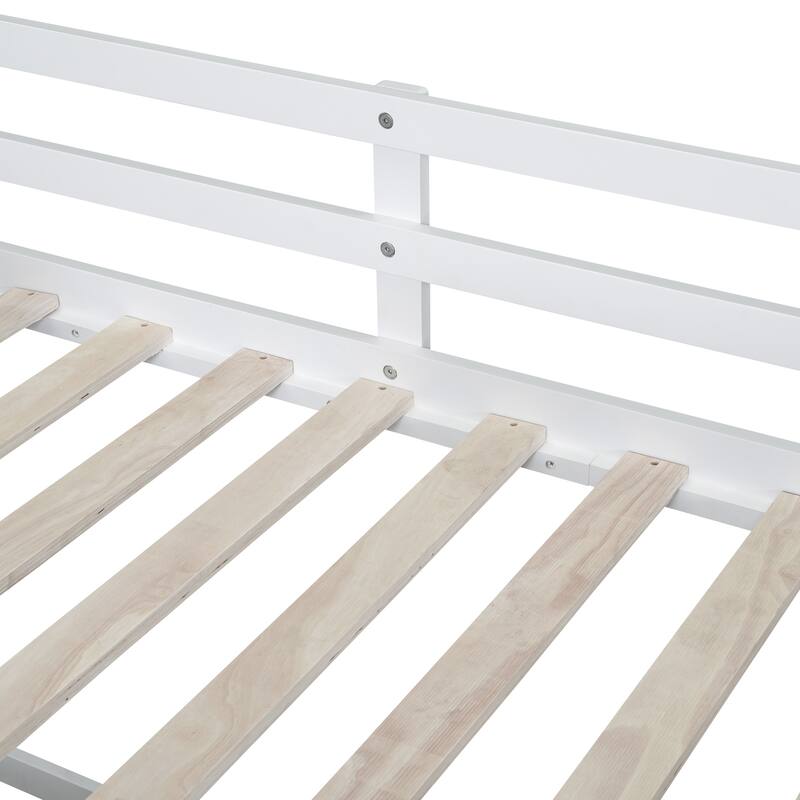 Twin Size Low Loft Bed with Rolling Desk, Storage Drawers, and Shelf
