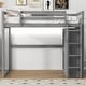 preview thumbnail 11 of 15, Wood Full Size Loft Bed with Built-in Wardrobe and Storage Shelves