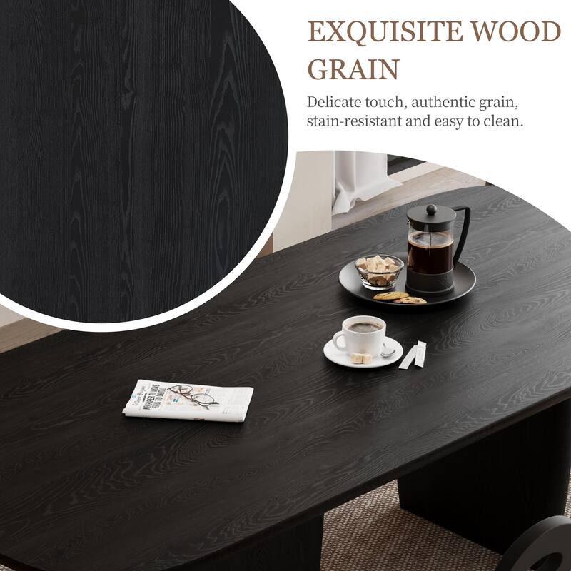 78.74" Mid Century Modern Black/ Brown Dining Table, Rectangular Dining Table ,Solid Wood for 6-8