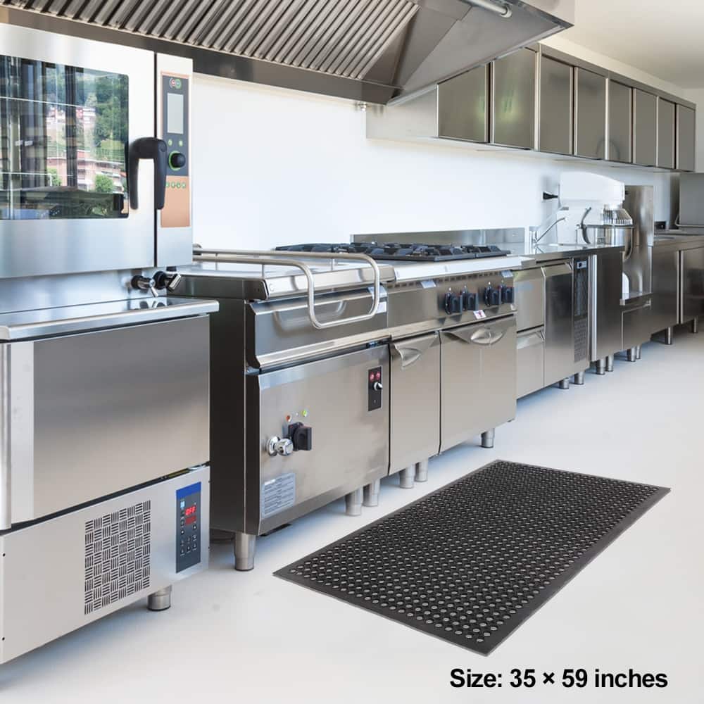 58" Bar Kitchen Industrial Rubber Multi-functional Anti-fatigue Drainage Nonslip Hexagonal Mat - N/A