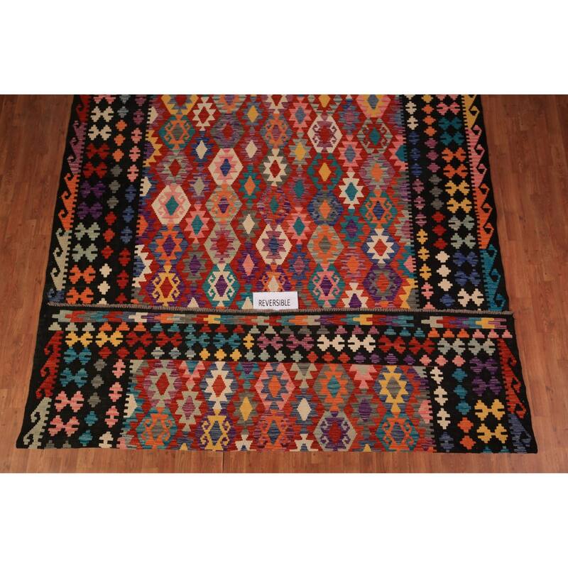 Reversible Kilim Oriental Area Rug Flatweave Home Decor Wool Carpet - 8'9" x 11'4"