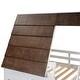 preview thumbnail 11 of 10, Twin House Bunk Bed with Ladder and Slide, Safe Design, White+Brown