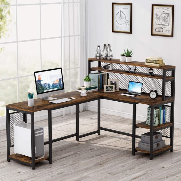 17 Stories 69 Inch L Shaped Desk with Storage Shelf & Reviews