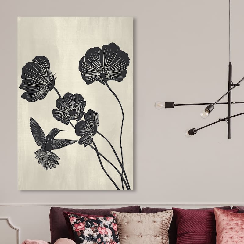 Wynwood Studio Canvas Floral and Botanical Nectar s Harvest Black and Pastel Black Modern & Contemporary Wall Art Canvas Print - 45 x 30