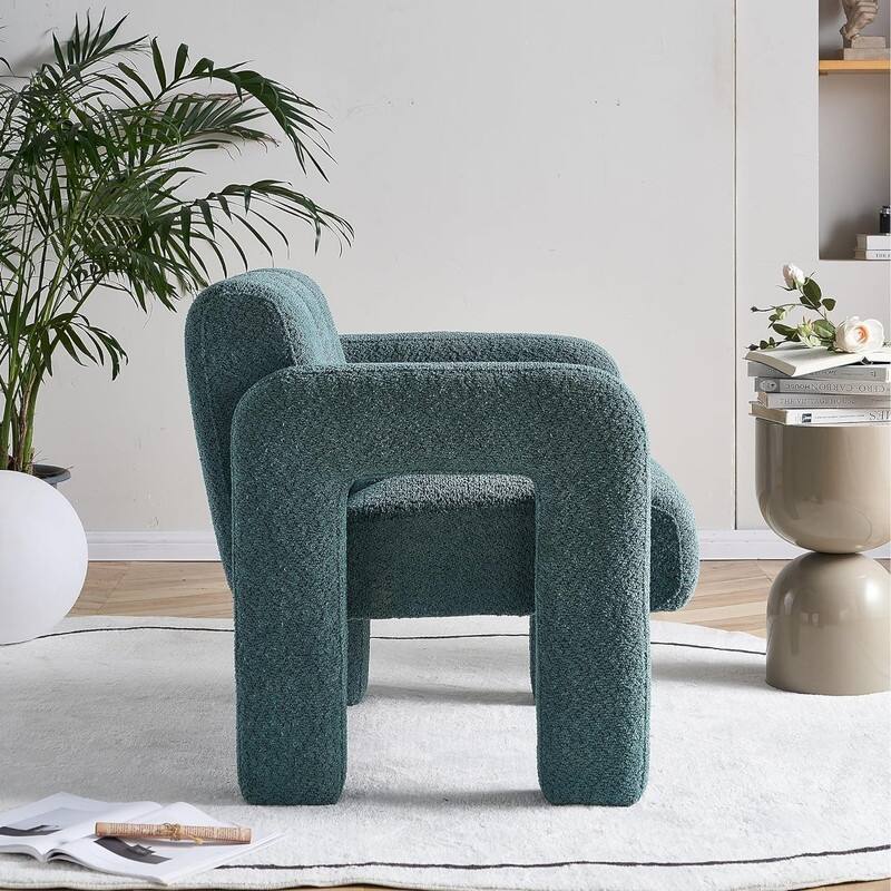 31.10" Wide Boucle Upholstered Accent Chair, Modern Comfy Single Lounge Armchair for Living Room, Bedroom, Apartment