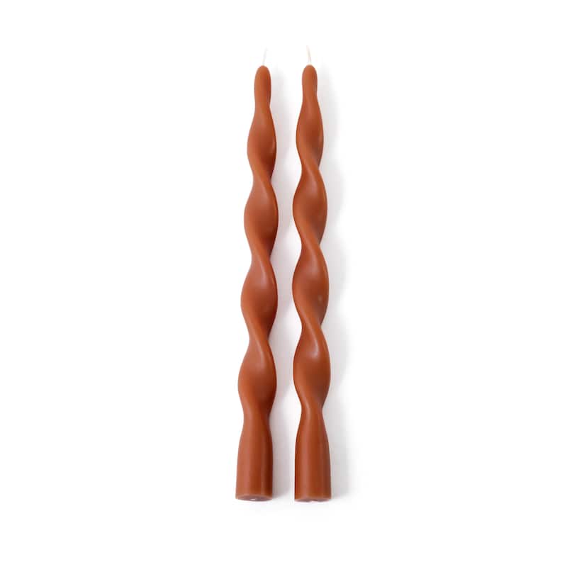 Lumière Twist Formal Taper Candles, Set of 12 - Holiday Table Décor - Amber Dune - 12"