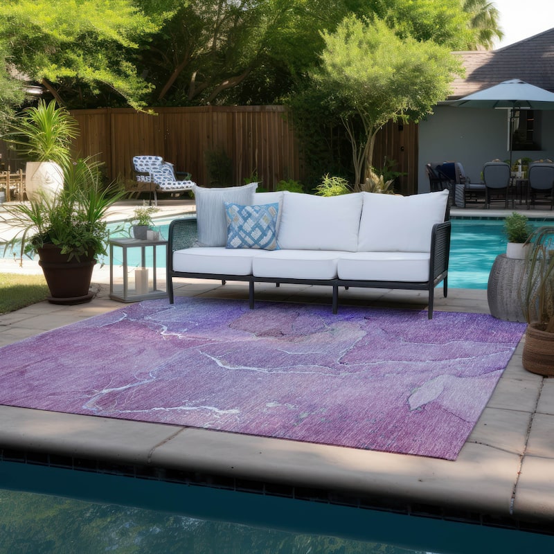 Machine Washable Indoor/ Outdoor Chantille Watercolor Rug - Purple - 10' x 14'