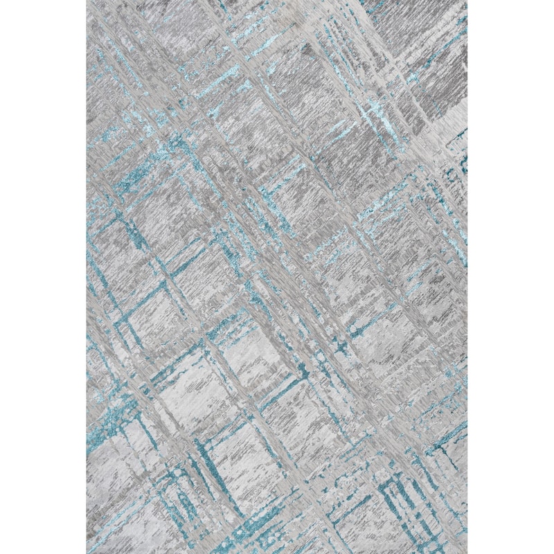 JONATHAN Y Tidal Modern Abstract Area Rug - 8 X 10 - Gray/Turquoise