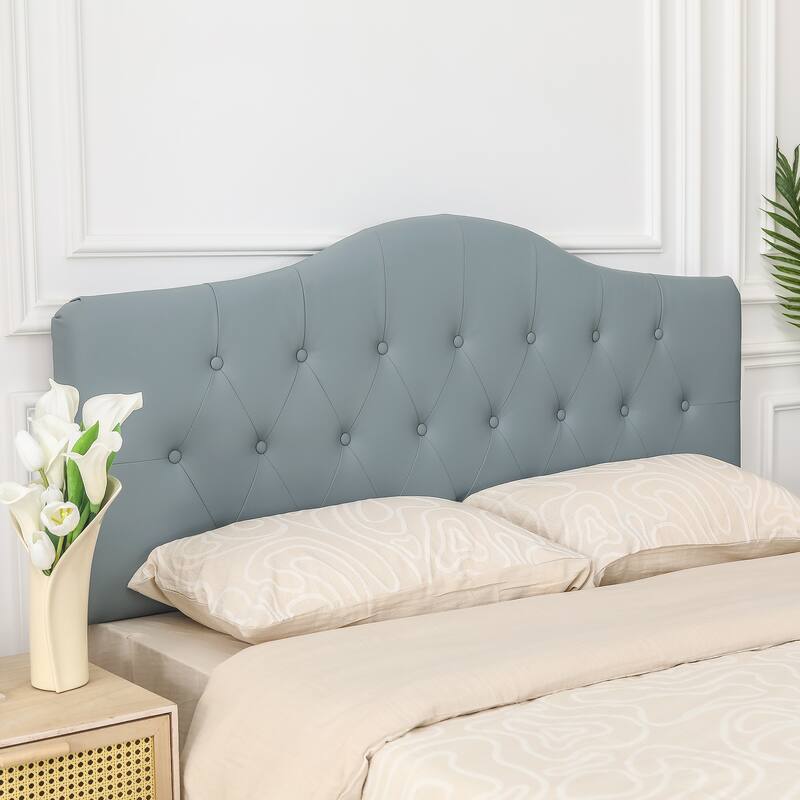 Adeco Camelback PU Leather Headboard Tufted Upholstered Headboard for Queen Bed