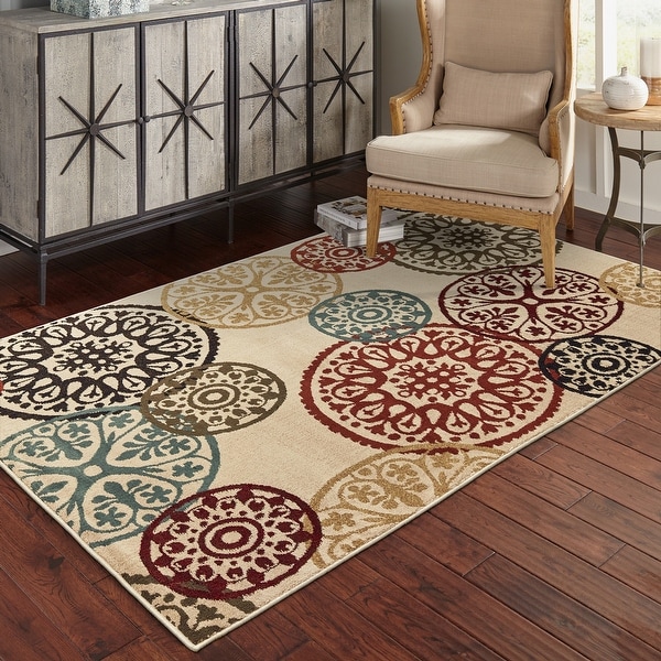 Copper Grove Rovinj Floating Medallion Beige and Multicolored Area Rug. Opens flyout.