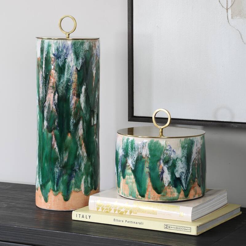 Uttermost 18228 Sylvie 18-1/4" Tall Ceramic and Iron Canisters - Set