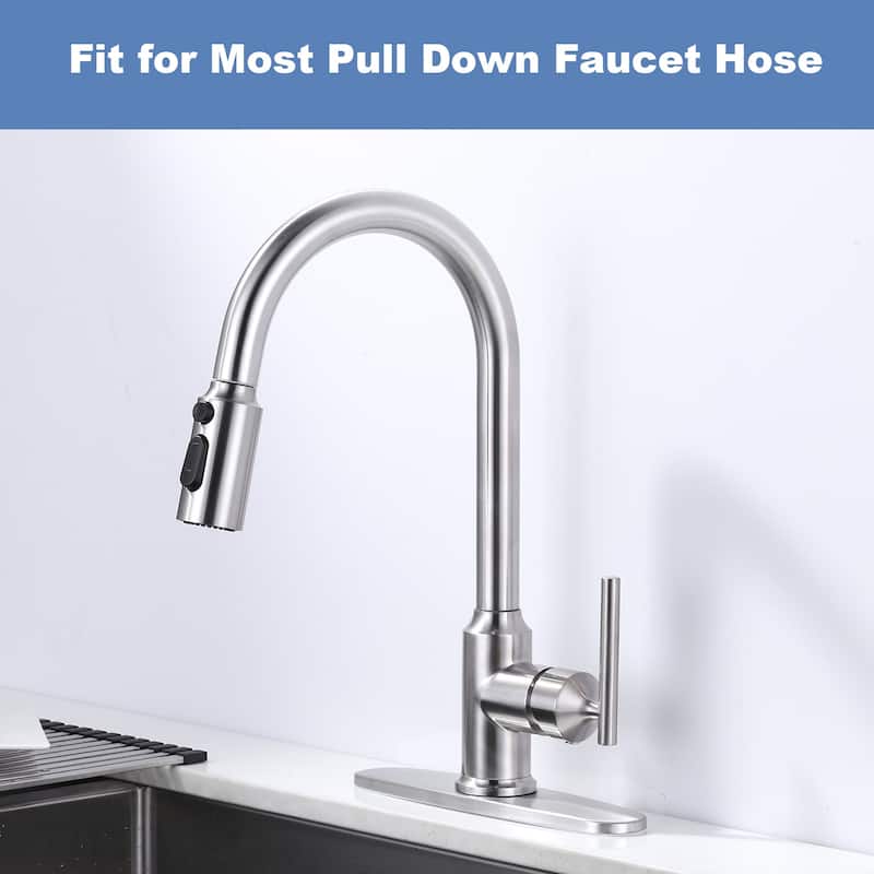 WOWOW Stainless Steel Pull Down Kitchen Faucet Sprayer with 9 Adapters